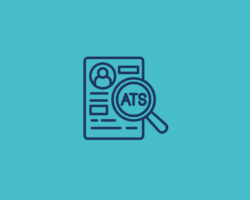 ATS CV icon on blue background