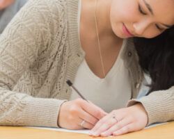 Students taking an exam