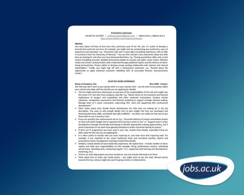 Free CV Template jobs.ac.uk