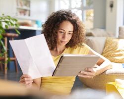 Woman reading her further education CV