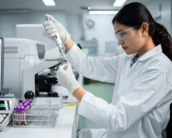 Medical technicians Doctor looking at the microscope
