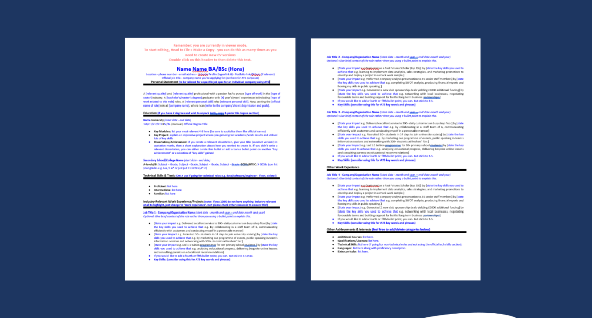 Graduate CV Template