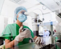 Molecular Geneticist conducting research in a lab