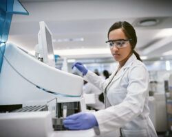 female scientist working in a lab